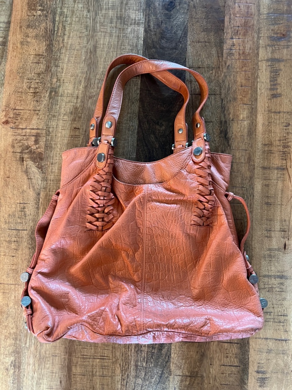 b. makowsky Woven-Accent Light Orange Shoulder Bag